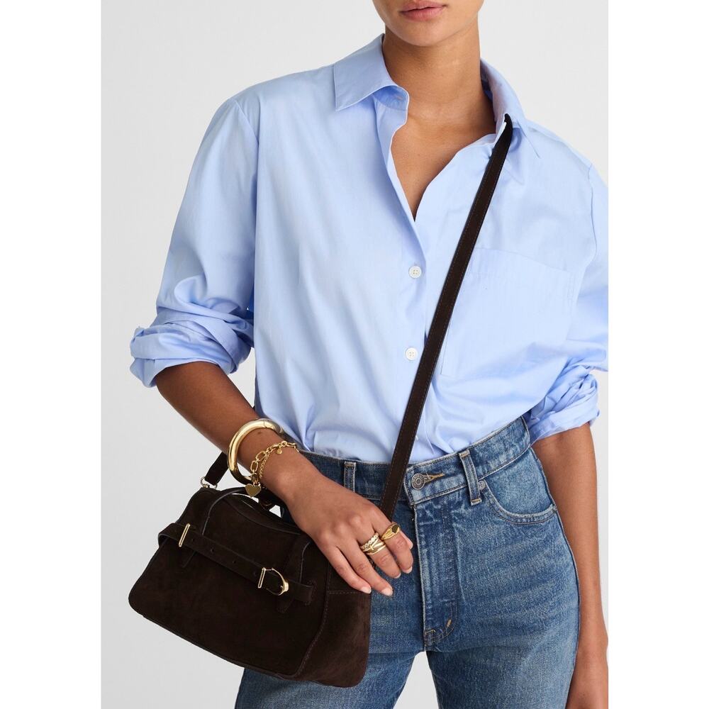 Madewell Belted Suede Leather Mini Crossbody Bag New Satchel Dark Carob - Picture 10 of 10